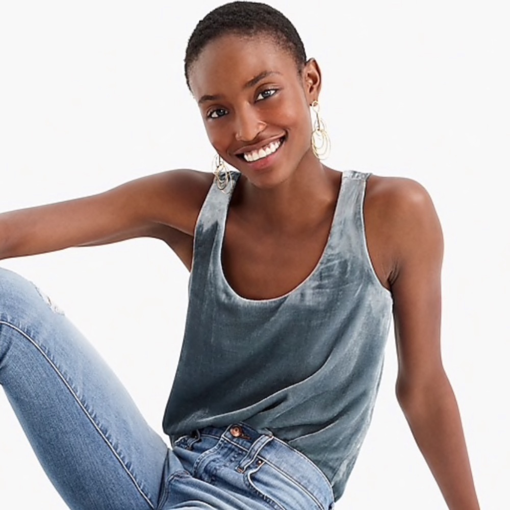 J Crew Silver Grey Velvet Tank